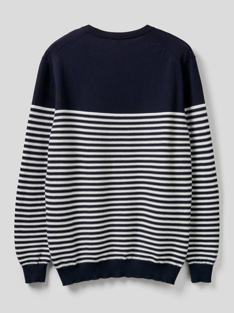 Striped 100% cotton crew neck sweater Men image number 2