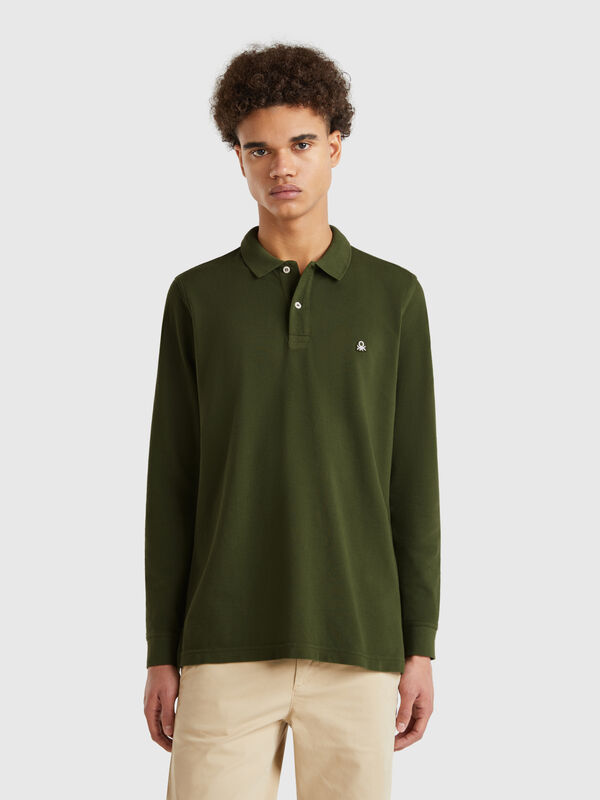 Long sleeve cotton polo Men