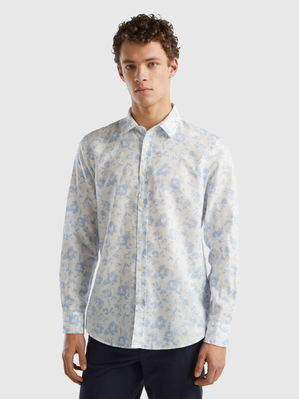 Floral shirt in linen blend Men