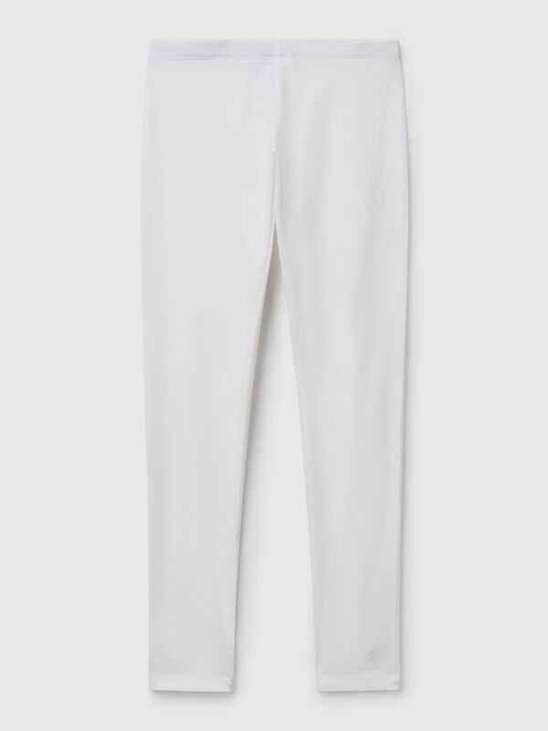 Stretch cotton leggings with logo Junior Girl