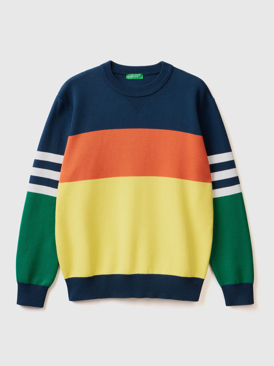 Color block sweater in cotton blend image number 1