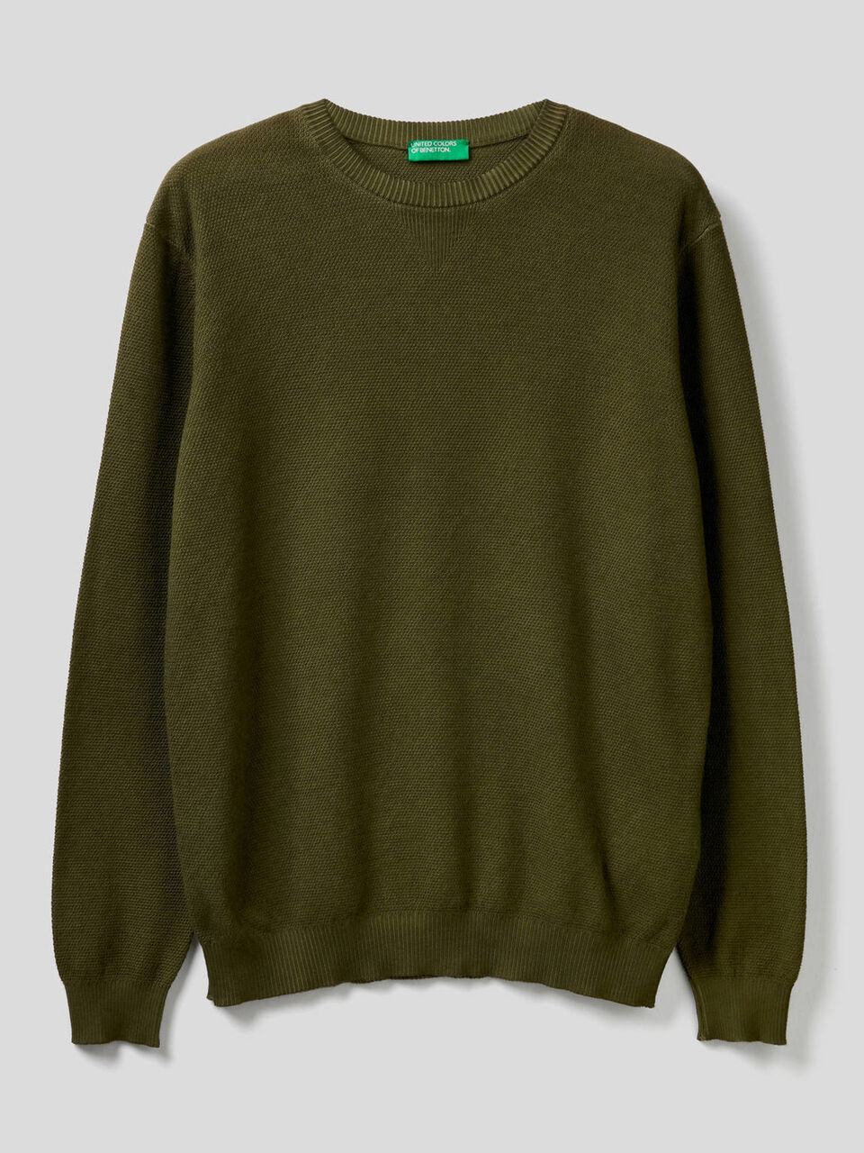 Crew neck sweater with V detail image number 1