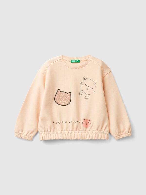 Sweatshirt with print and sequins Junior Girl