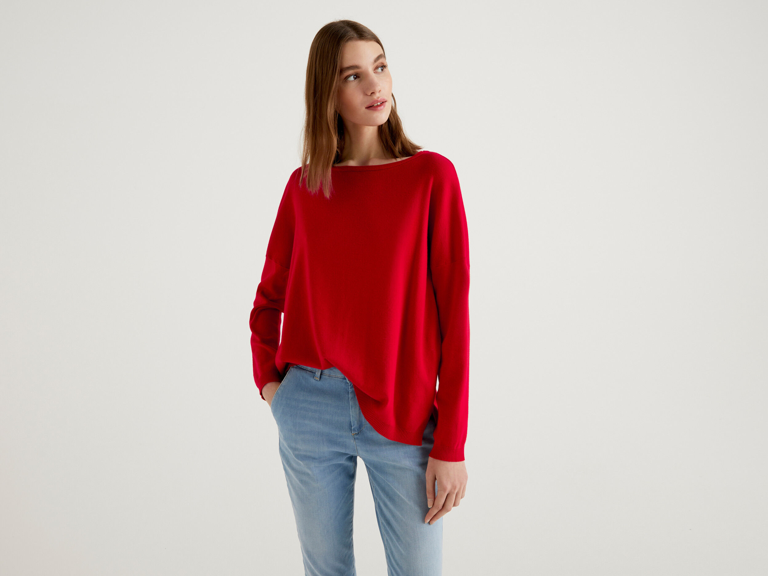 red cotton sweater women's
