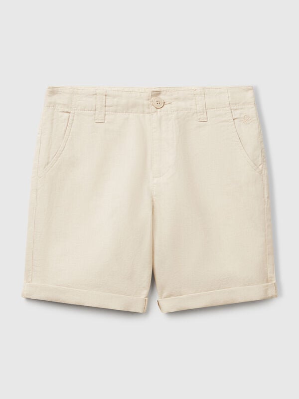 Chino bermudas in pure linen Junior Boy