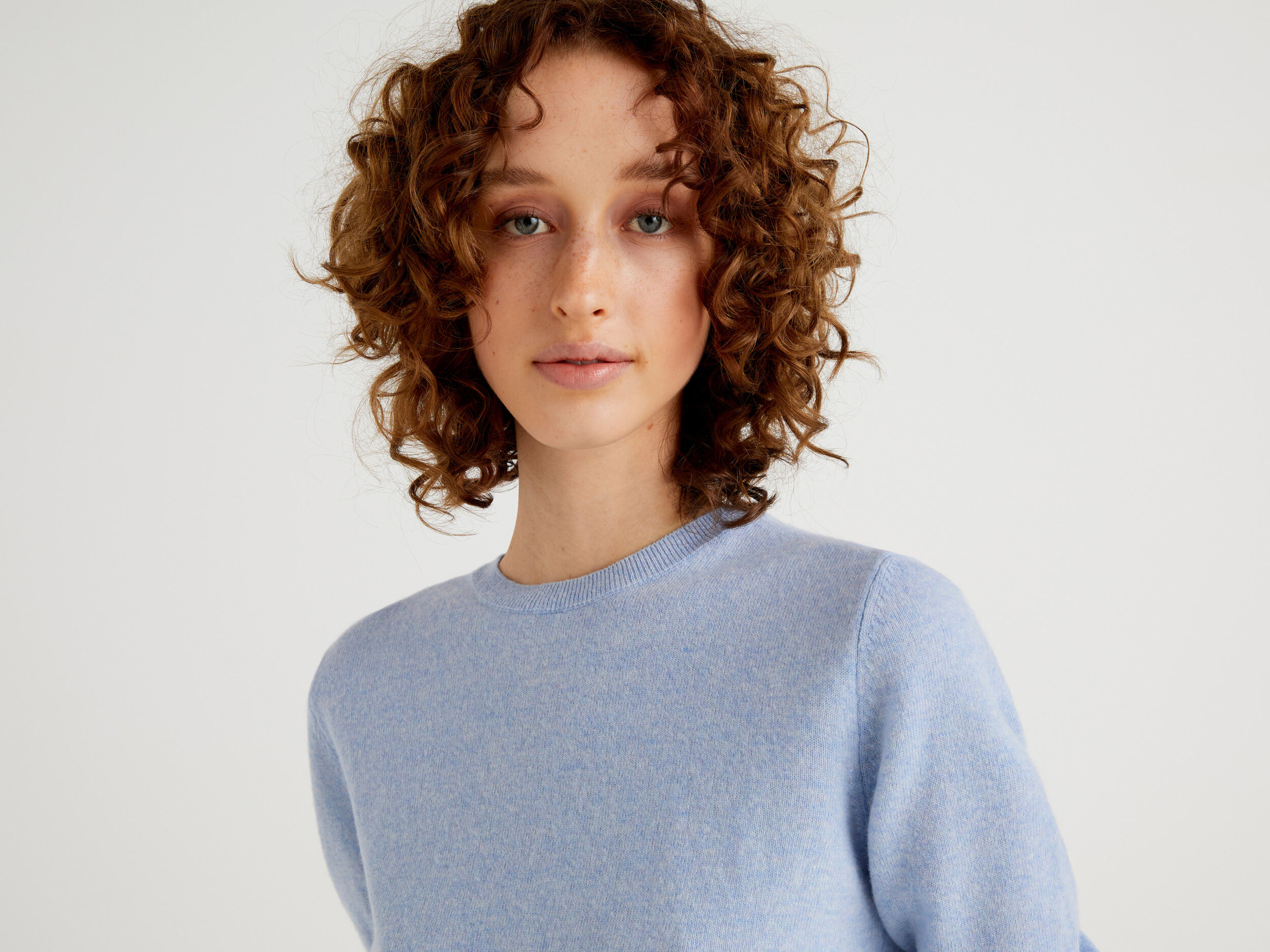 light blue crew neck sweater