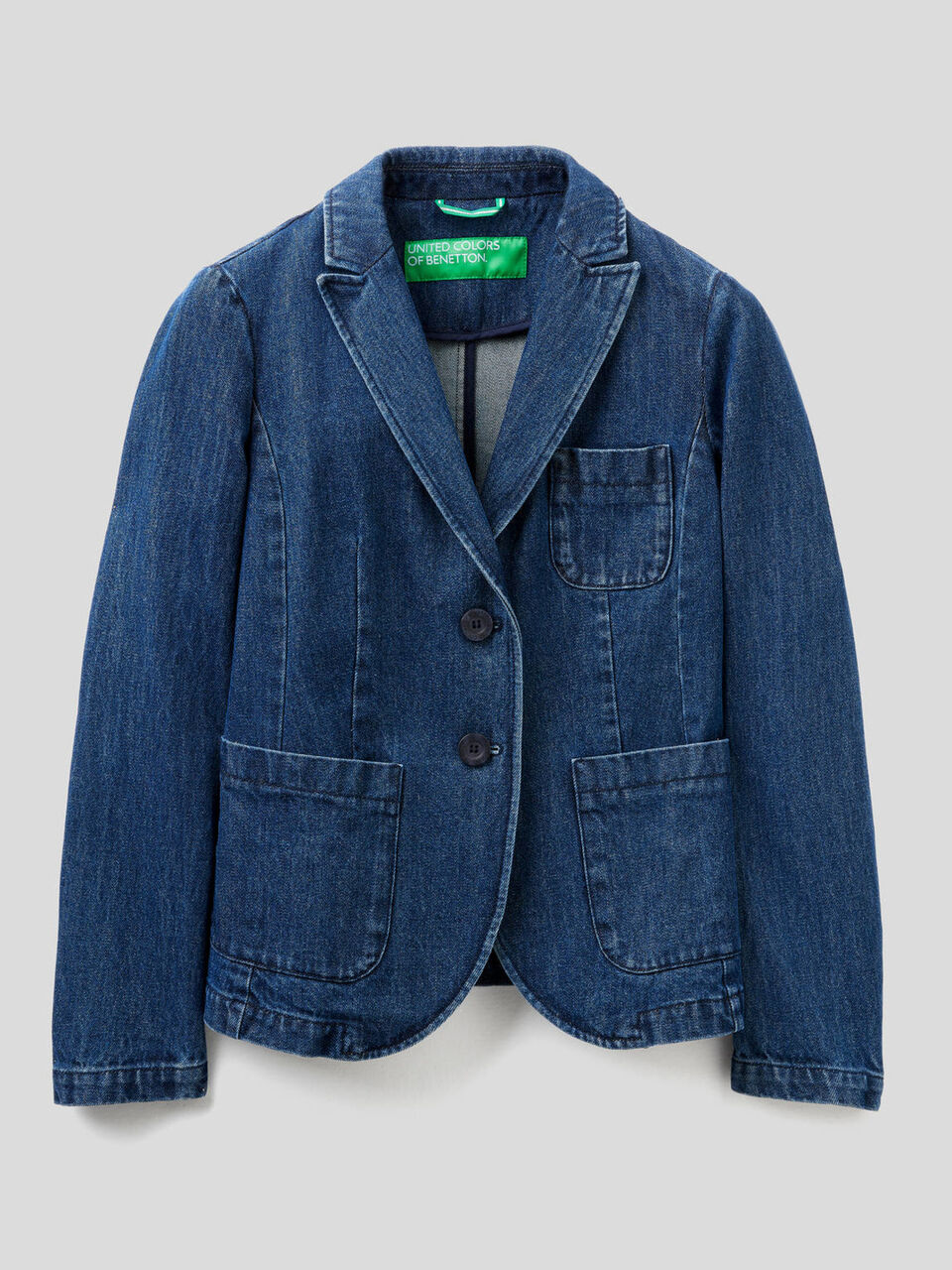 Flared blazer in cotton denim image number 1