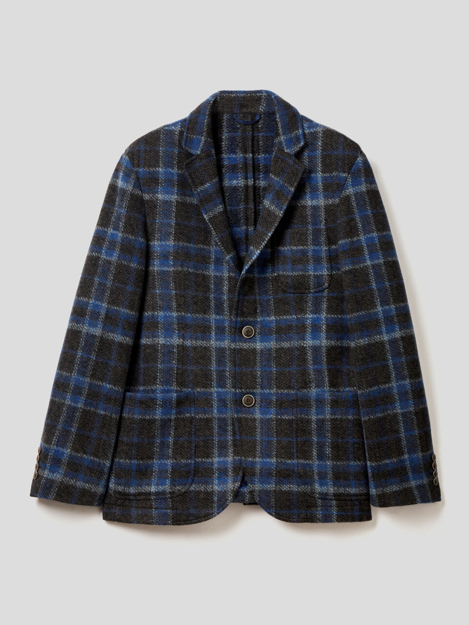 Check slim fit blazer in wool blend image number 1