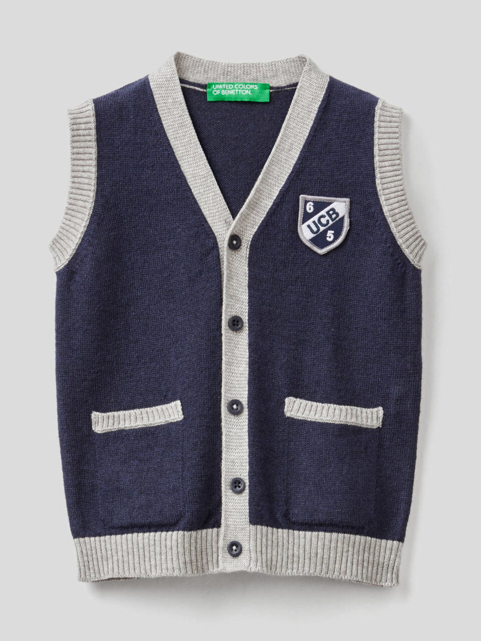 Vest with buttons in wool blend image number 1