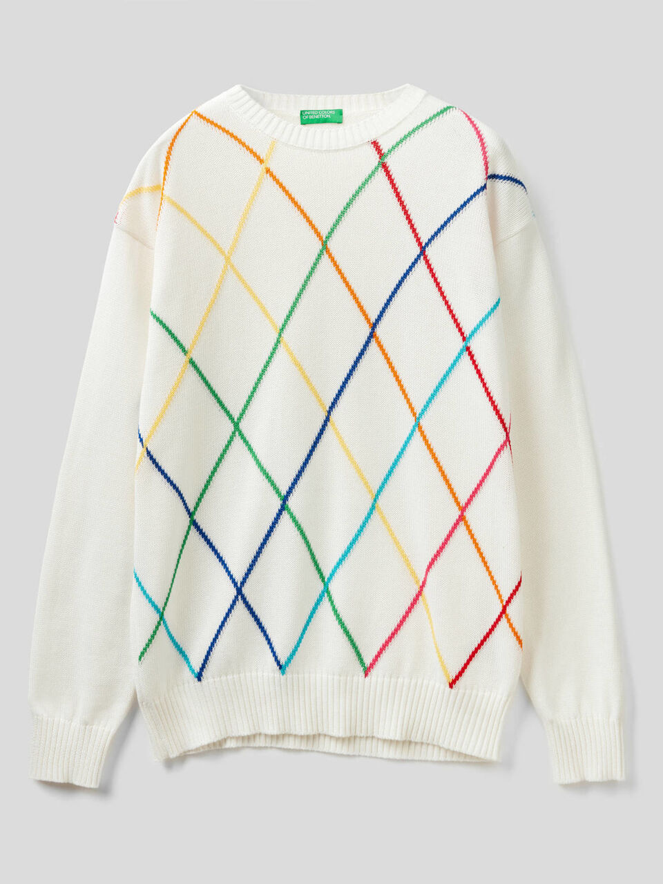 Sweater with multicolor diamonds image number 1