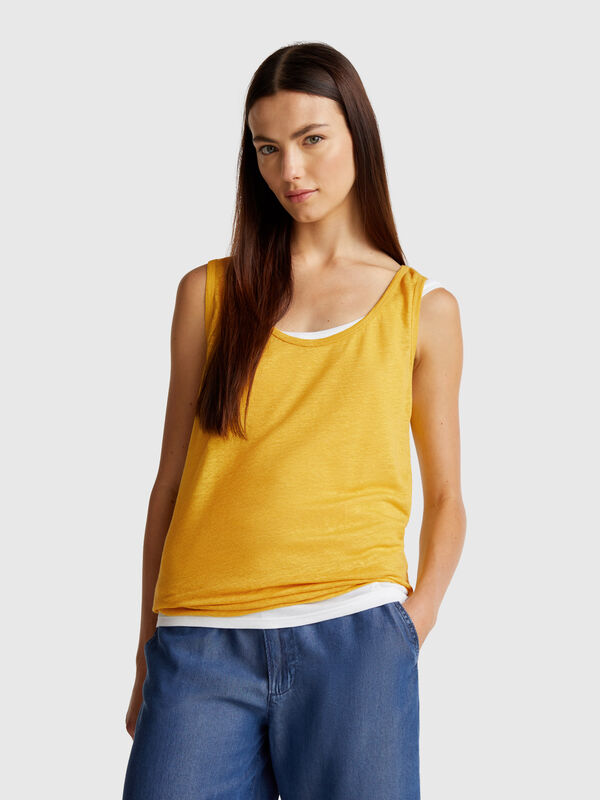 Tank top in pure linen Women