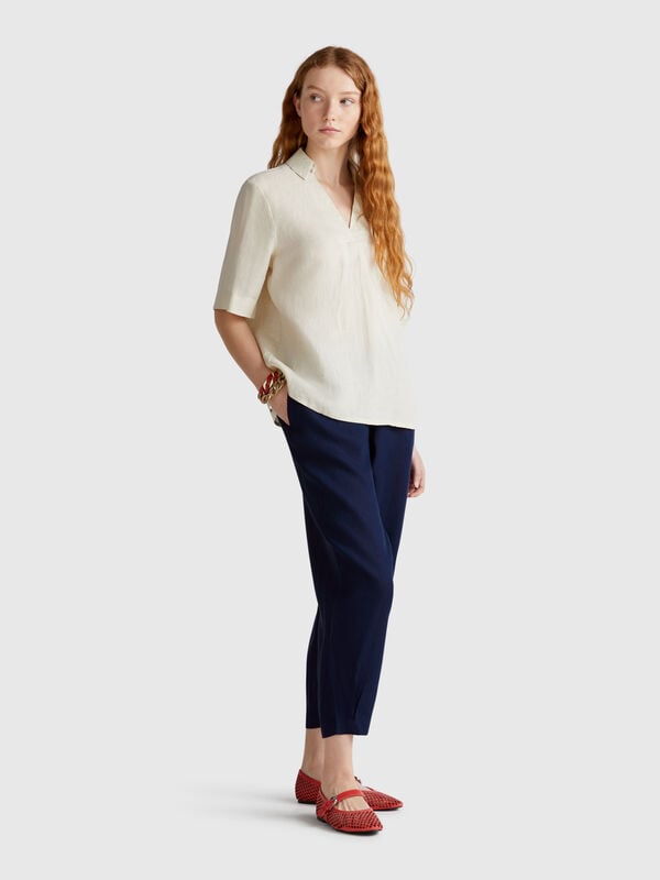 Soft trousers in pure linen Women