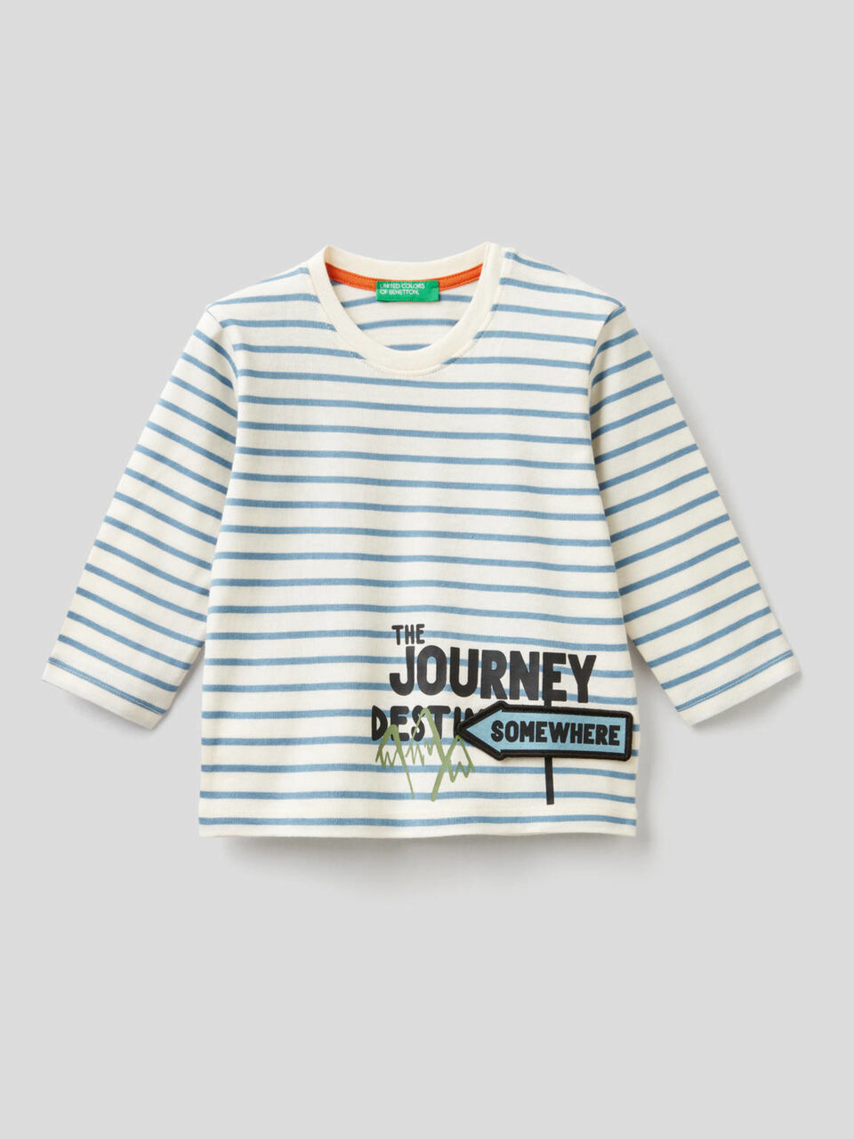 Striped t-shirt with 3D applique image number 1