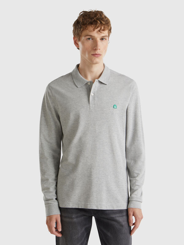 Long sleeve cotton polo Men