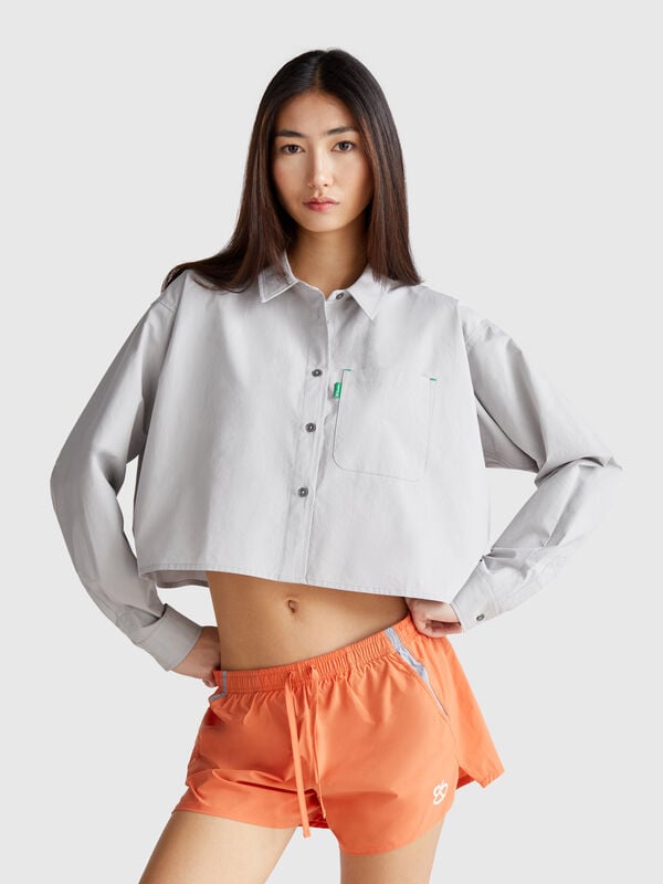 Cropped shirt in pure cotton Women