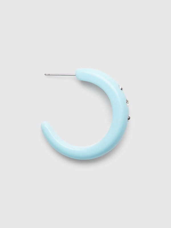 Aqua green hoop earrings with rhinestones and studs Women