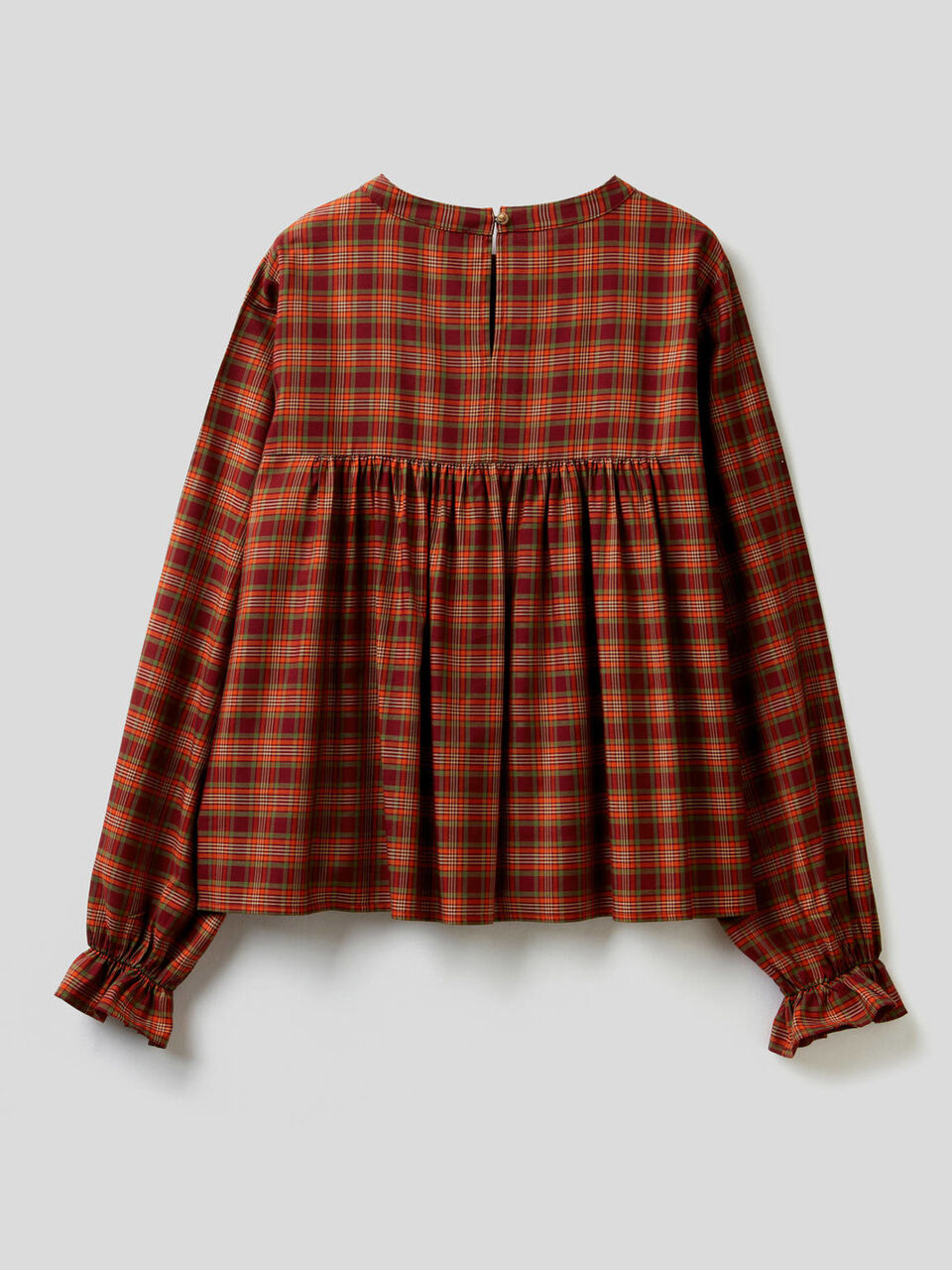 Check blouse with frill image number 2