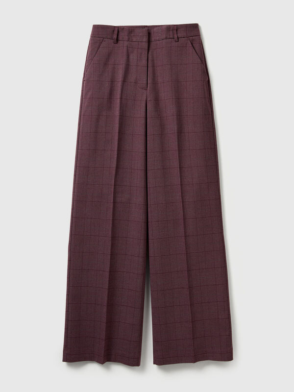 Pink wide-leg houndstooth trousers Women