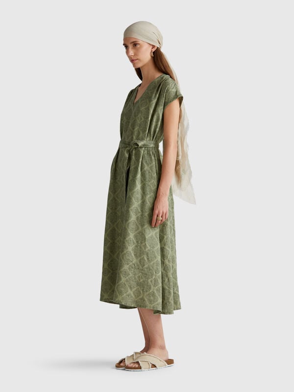 Printed linen dress Women