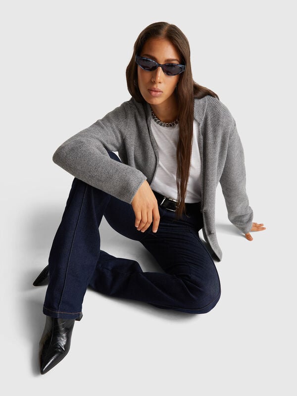 Knit jacket in wool and cashmere blend Women