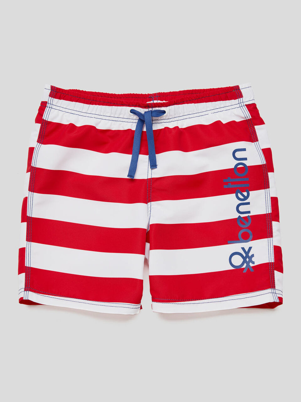 Striped swim trunks with logo image number 1