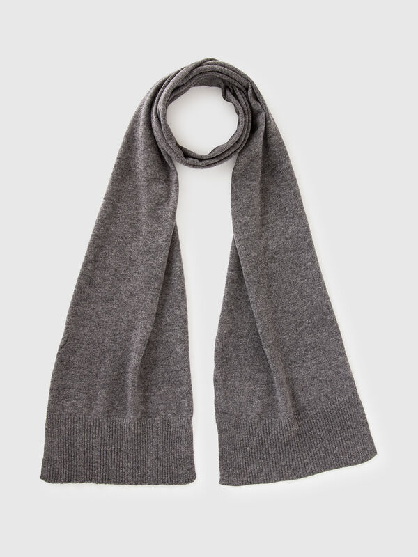 Dark gray scarf in pure Merino wool Women