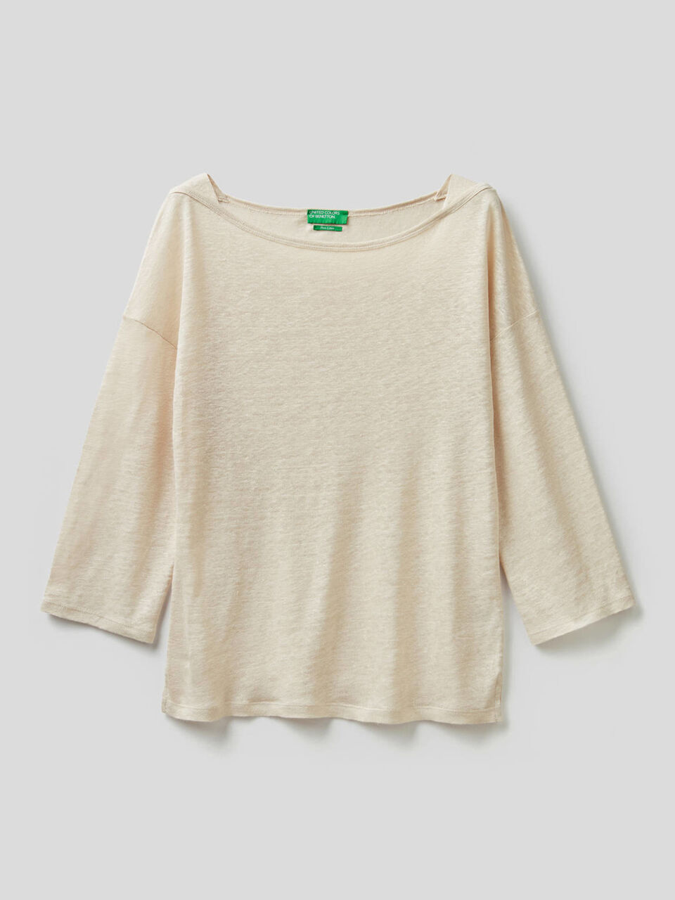 3/4 sleeve t-shirt in 100% linen image number null