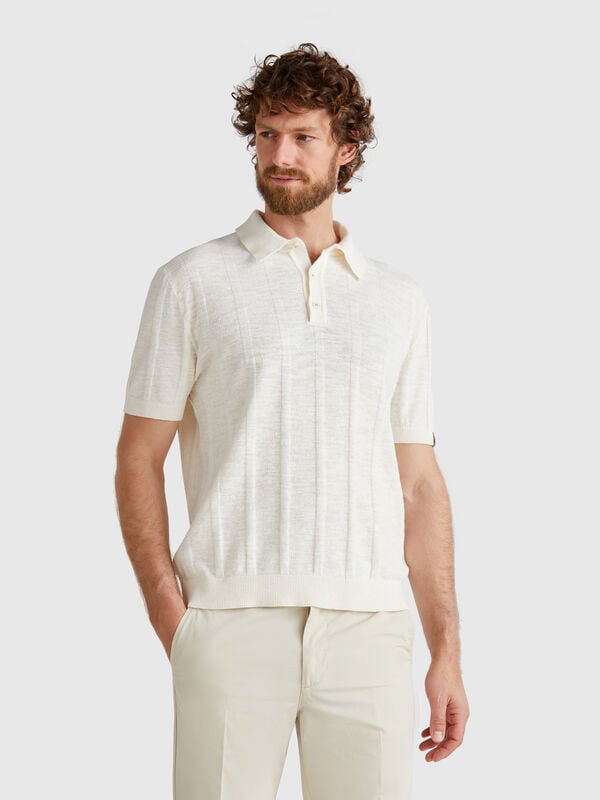 Knit polo in linen blend Men