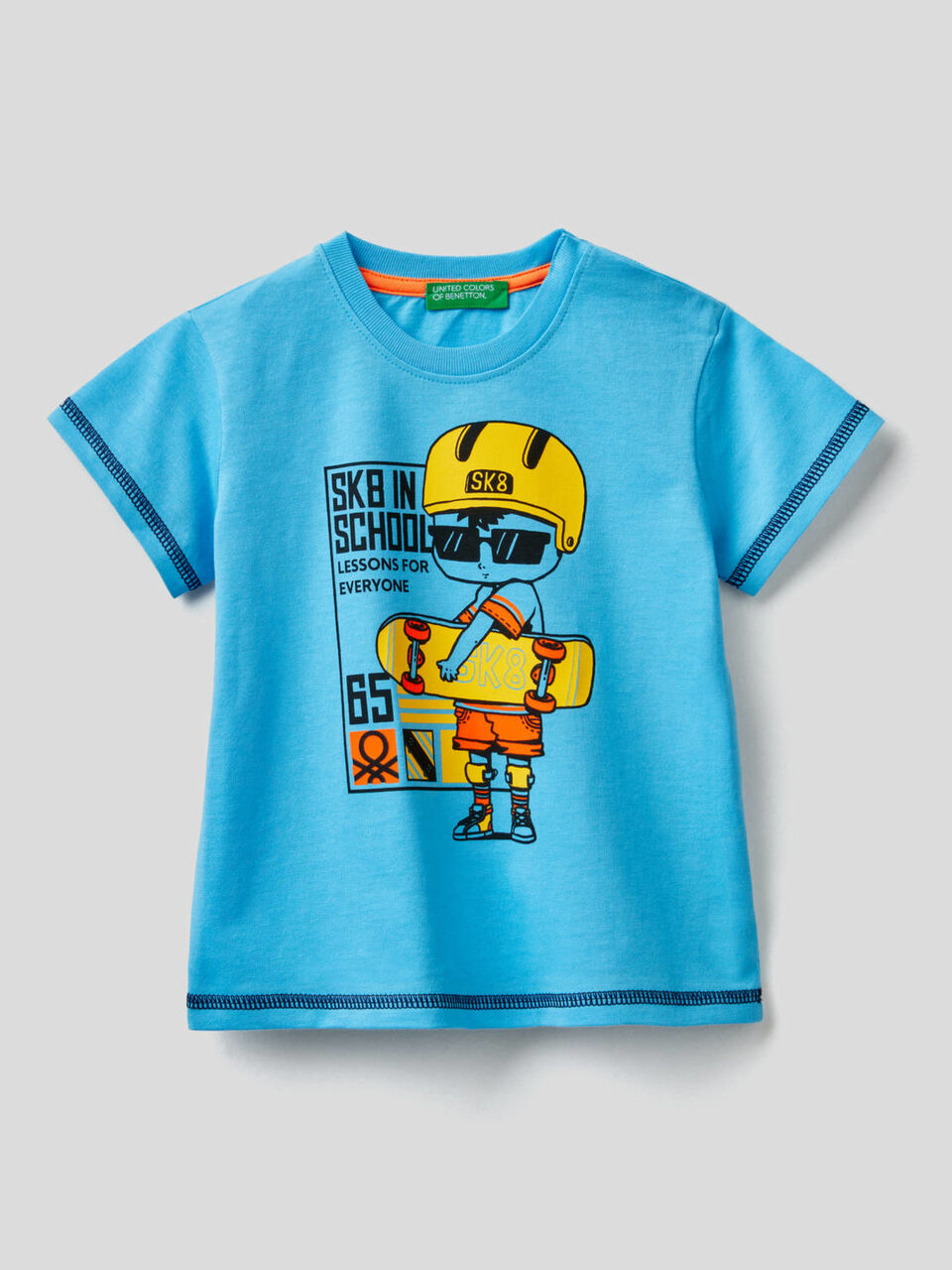 Cotton t-shirt with skateboard print image number 1