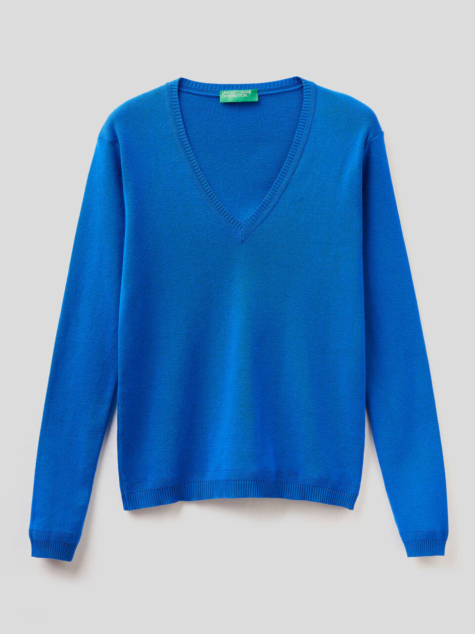 Pure cotton sweater with V-neck image number 1