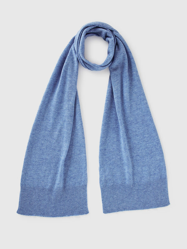 Light blue marl scarf in pure Merino wool Women