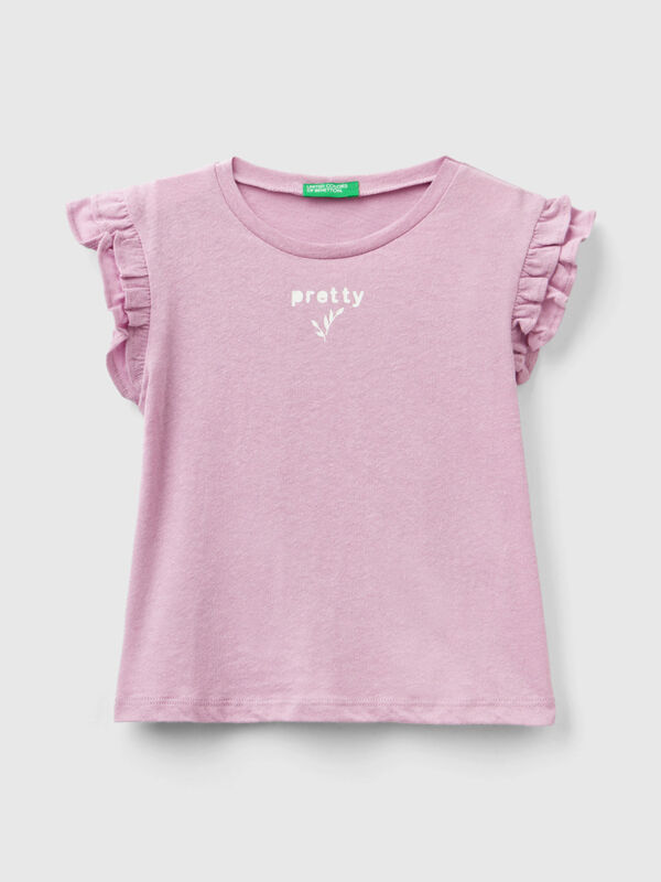T-shirt with ruffles and print Junior Girl