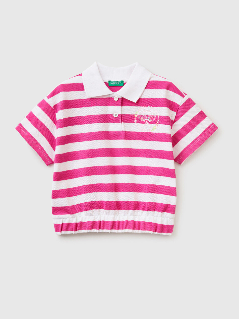 Striped polo shirt with crest