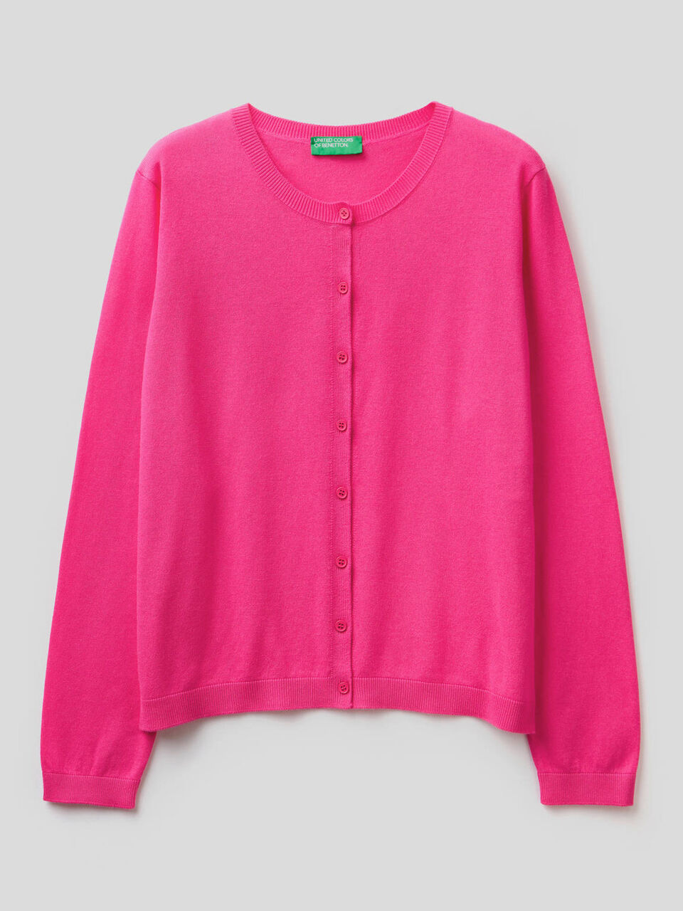 Cotton blend crew neck cardigan image number 1