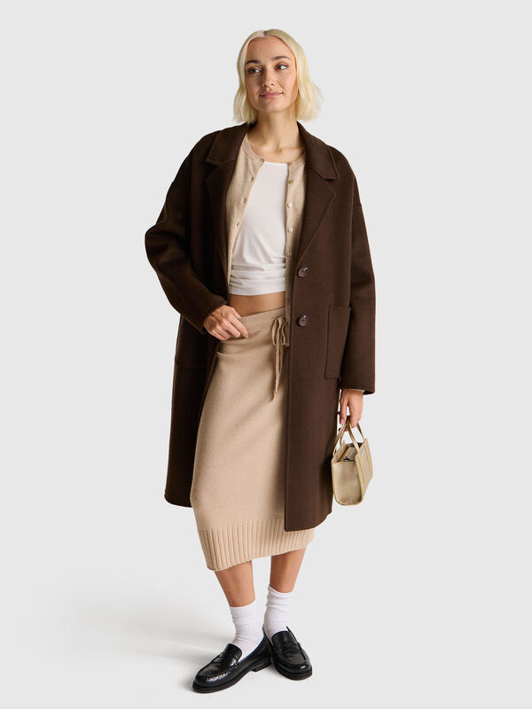 Midi coat in wool blend Women