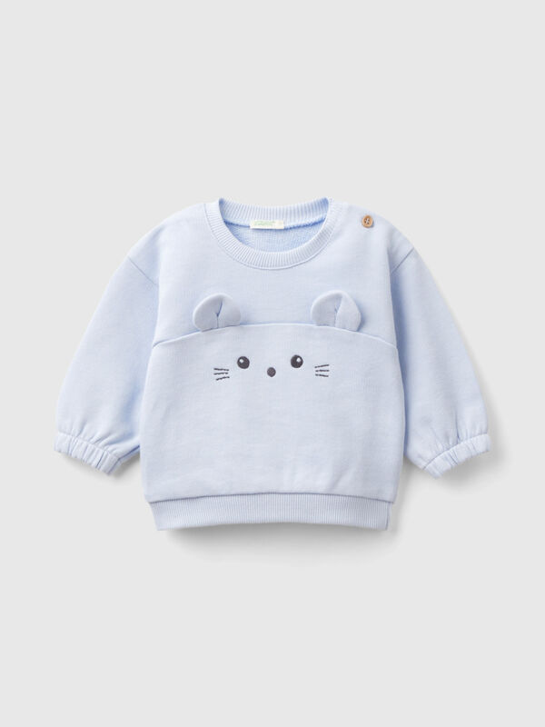 Sweatshirt with embroidery and patches in organic cotton New Born (0-18 months)