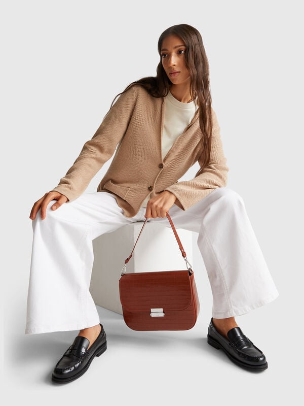 Knit jacket in wool and cashmere blend Women