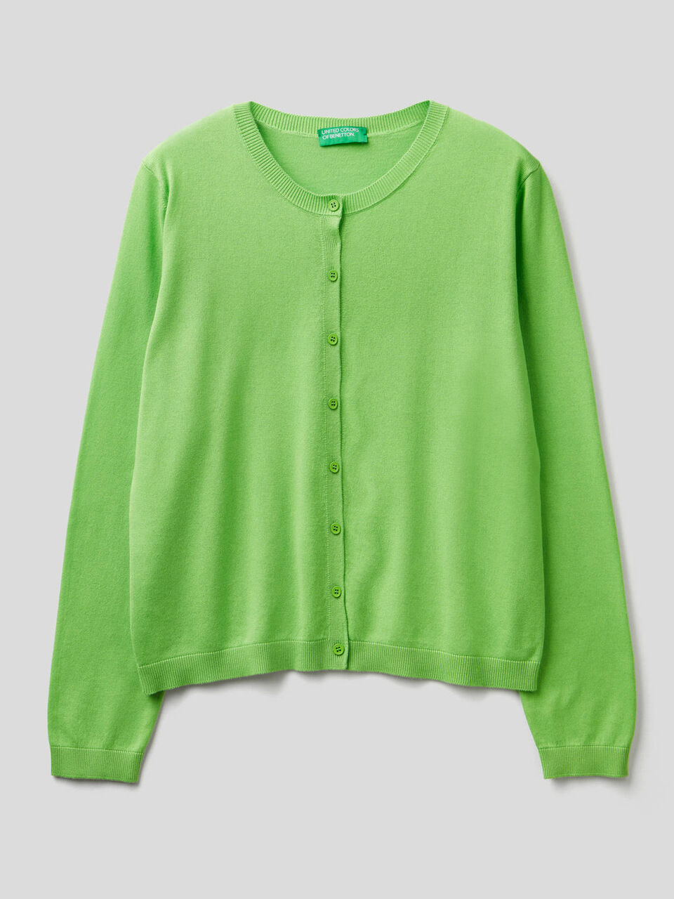 Cotton blend crew neck cardigan image number 1