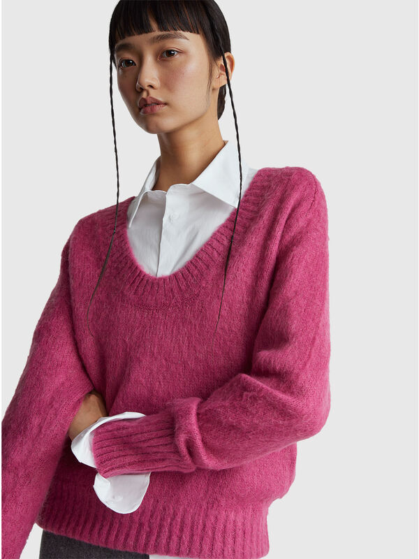 Warm sweater in mohair blend Women