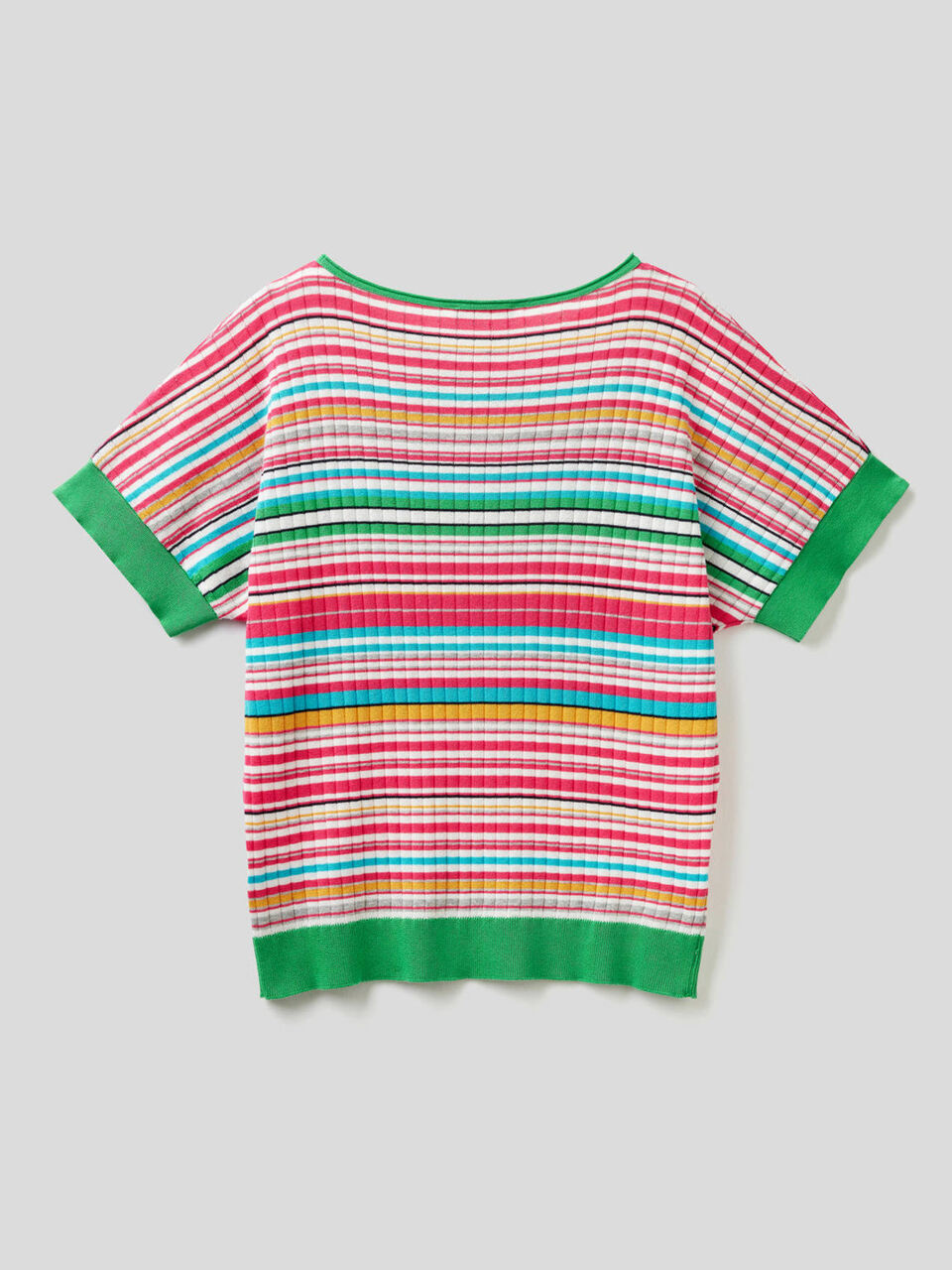 Short sleeve sweater with multicolor stripes image number 2
