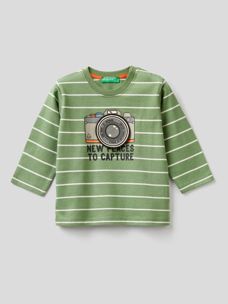 Striped t-shirt with 3D applique image number 1