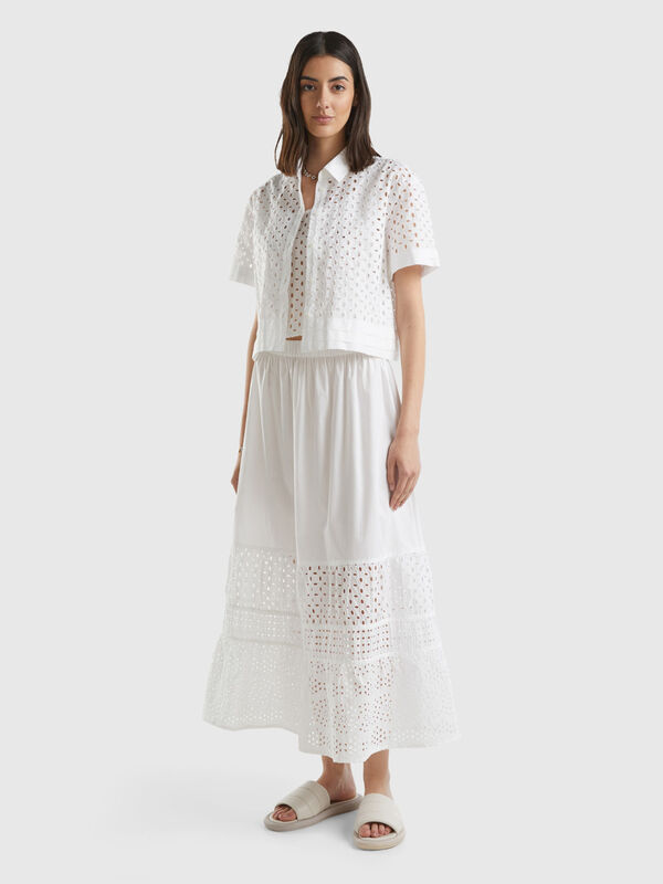 Skirt with broderie anglaise Women