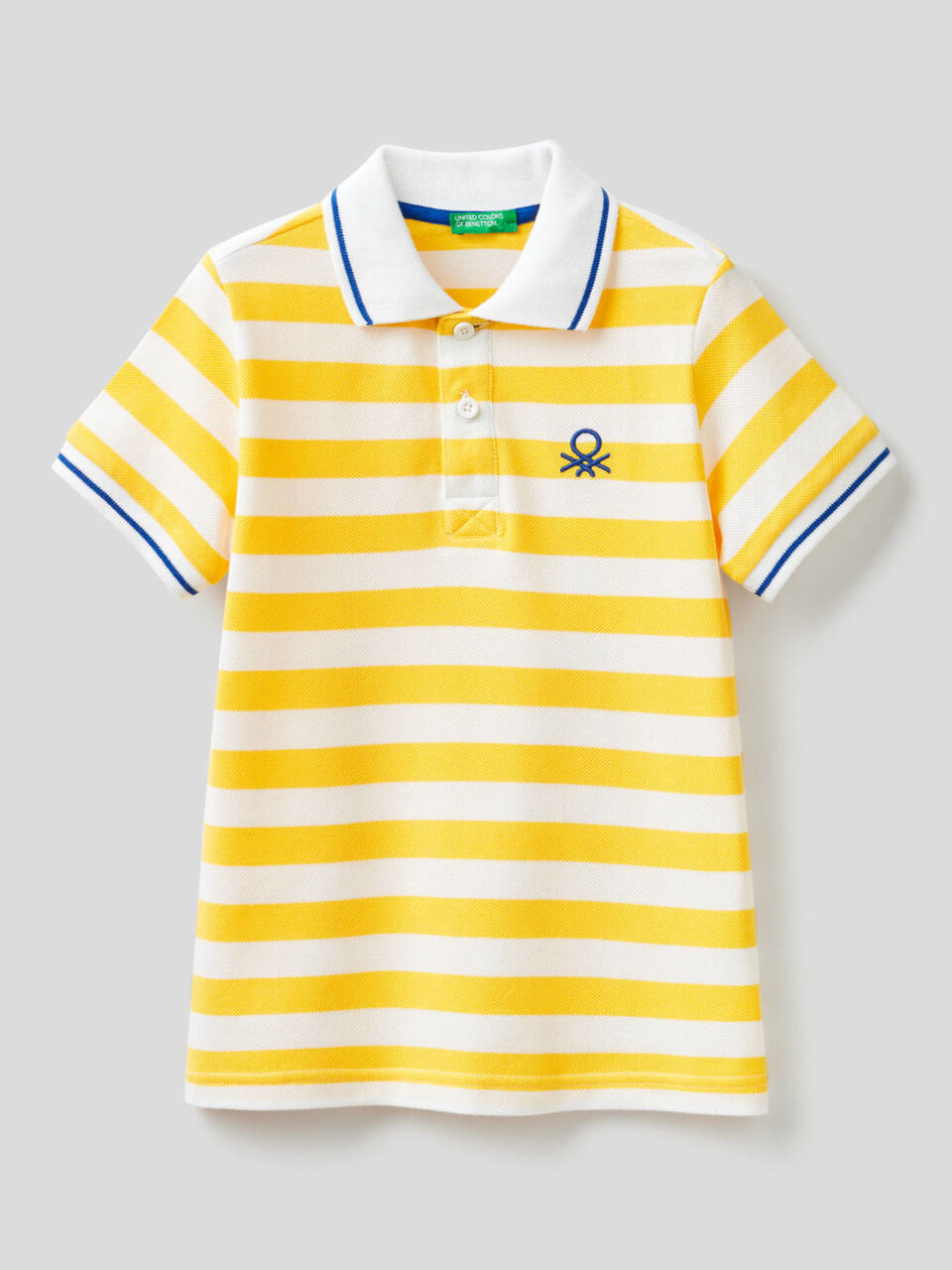 Striped polo in 100% cotton image number 1