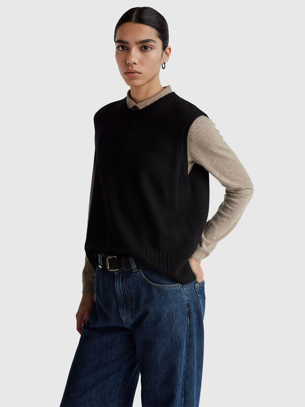 Vest in wool and viscose blend Women