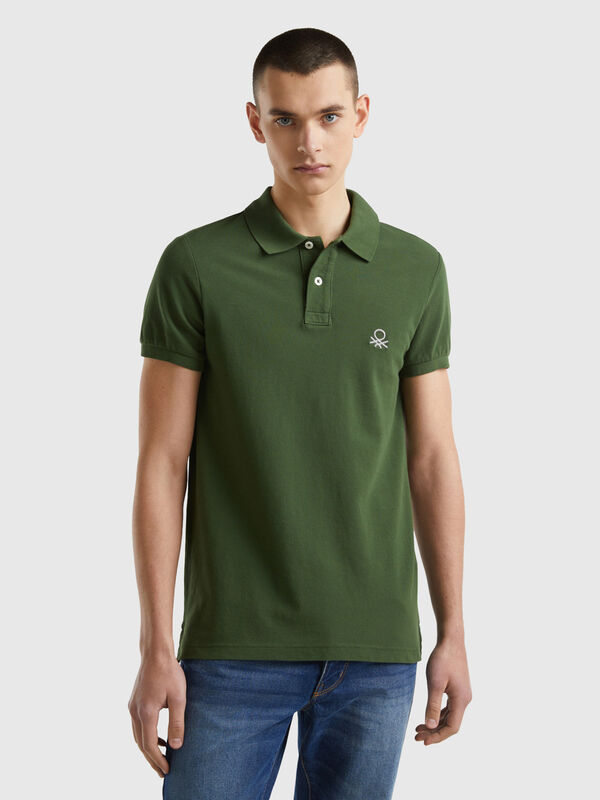 Olive green slim fit polo Men