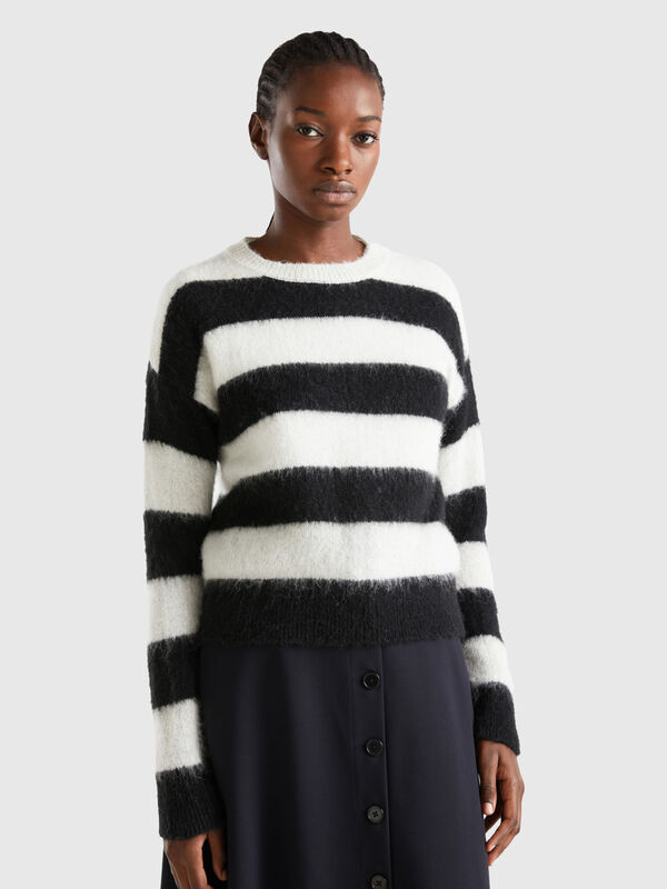 Striped sweater in alpaca blend Women
