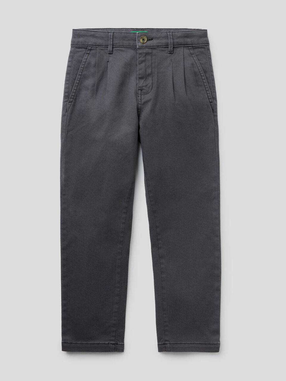 Trousers in stretch cotton with pleats image number 1