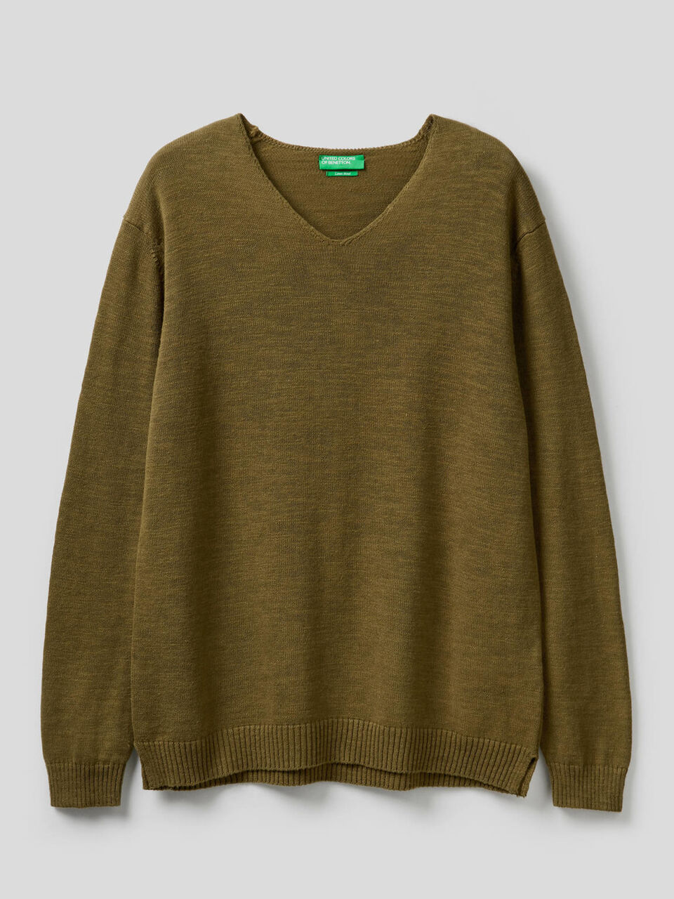 V-neck sweater in linen blend cotton image number 1