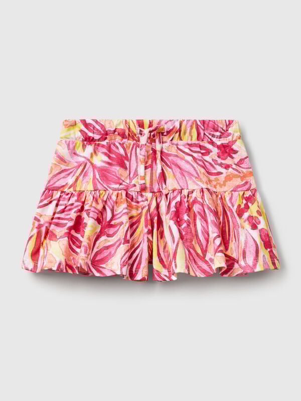Pink shorts with tropical print Junior Girl