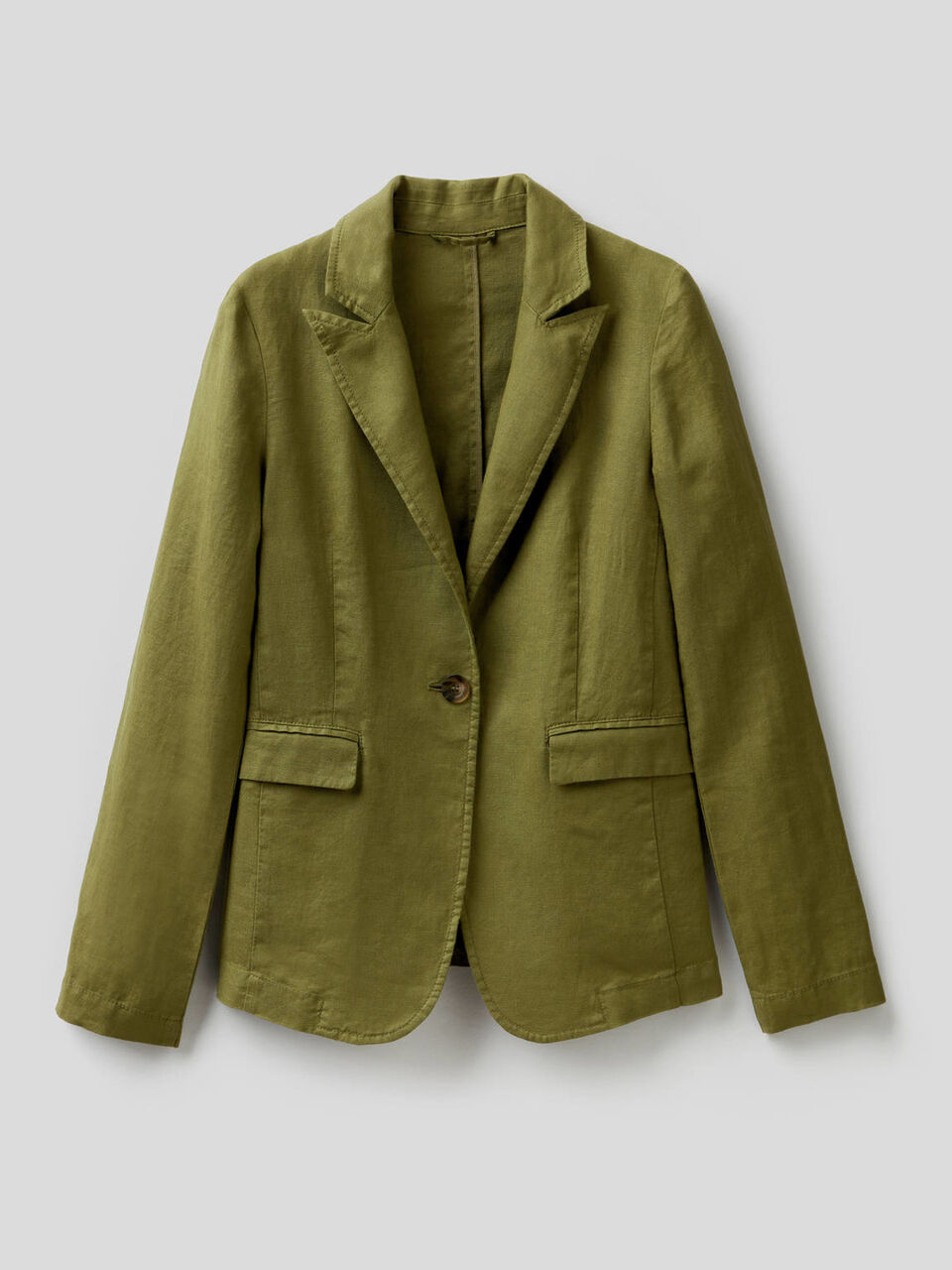 Waisted blazer in 100% linen image number 1